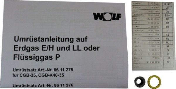 Wolf Umrüstsatz Flüssiggas - Erdgas E/LL und Erdgas E - LL, für CGB-50