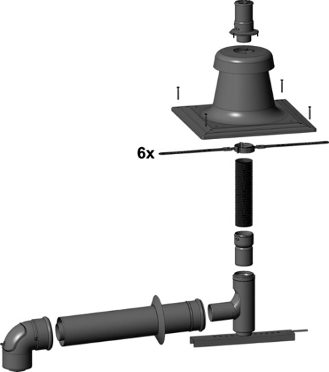 Wolf Anschluss-Set DN110/160 - C93x DN110 flexibel im Schacht, Abdeckung PP