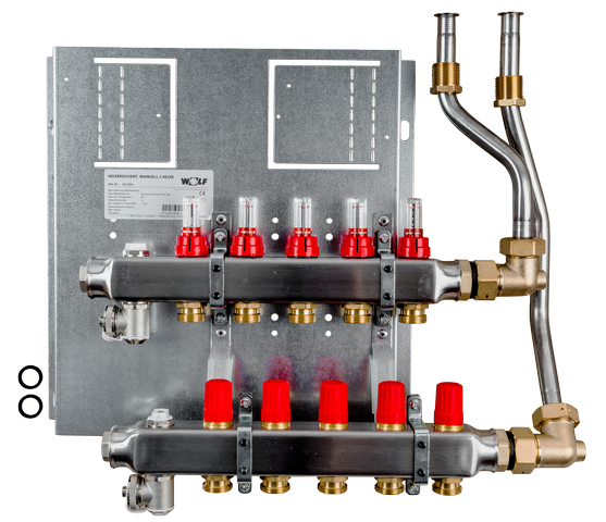 Wolf Heizkreisverteiler manuell CUC-B 5 Heizkreise, mit Durchflussmesser