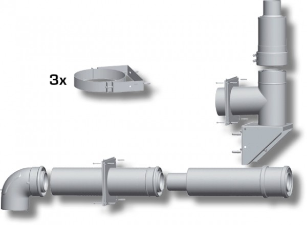 Wolf Paket Abgasleitung DN80/125 an der Fassade