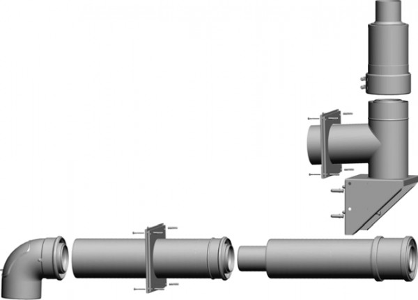 Wolf Anschluss-Set DN110/160 - C53x DN110/160 an der Fassade, raumluftunabh.