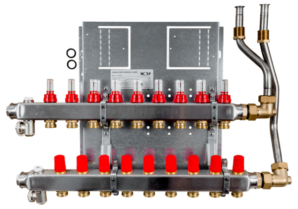 Wolf Heizkreisverteiler manuell CUC-B 9 Heizkreise, mit Durchflussmesser