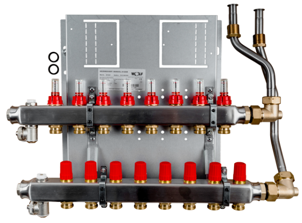 Wolf Heizkreisverteiler manuell CUC-B 8 Heizkreise, mit Durchflussmesser