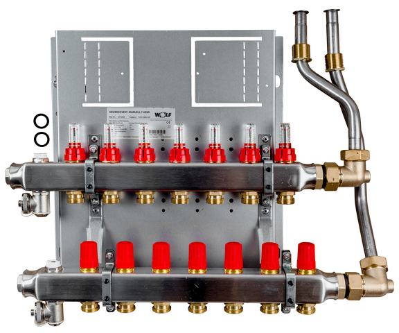 Wolf Heizkreisverteiler manuell CUC-B 7 Heizkreise, mit Durchflussmesser
