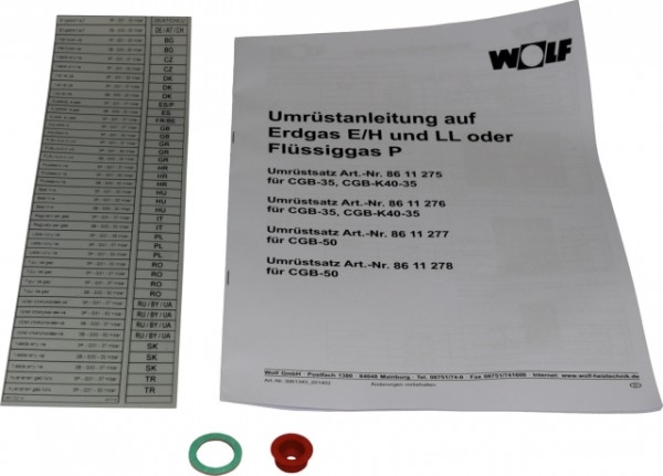 Wolf Umrüstsatz Erdgas E/LL - Flüssiggas für CGB-35 und CGB-K40-35